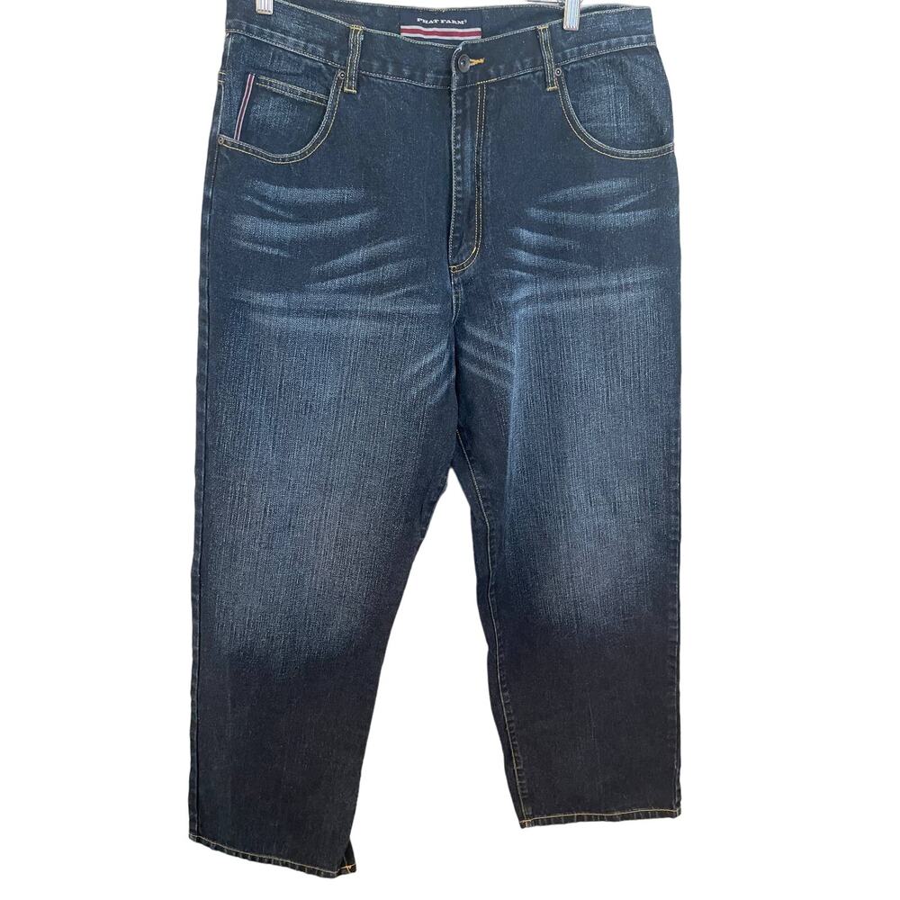 Men's Vintage 1990s PHAT FARM Denim Wide Leg Baggy Jeans SIZE 36x33